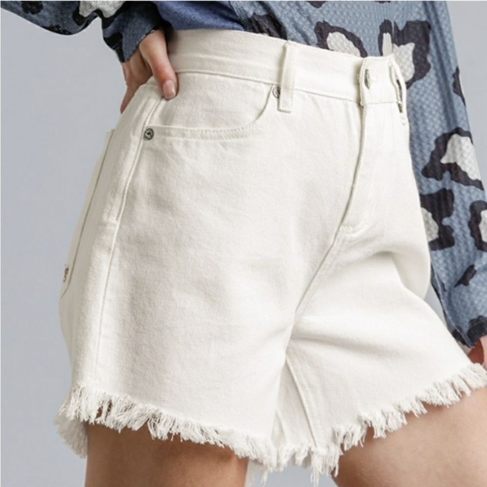 High Rise Denim Shorts Relaxed Fit White Junior Sz 5